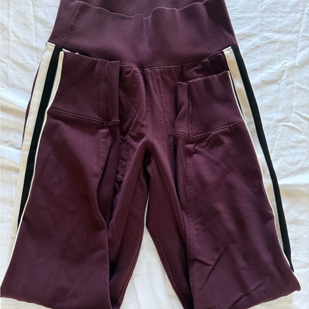 Athleta Maroon Track Joggers with Side Stripes size XXS - Picture 2 of 5